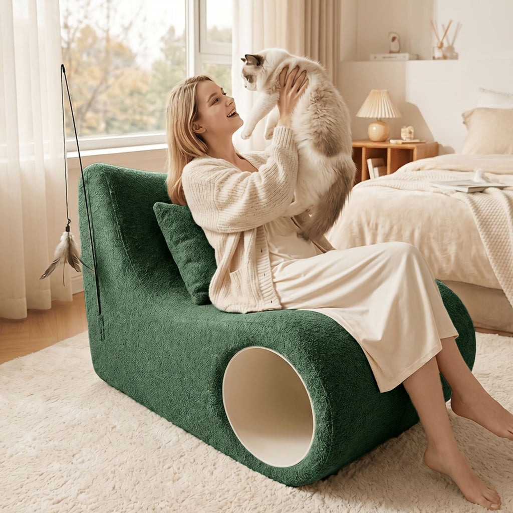 2 in 1 lazy sofa cat cave thick boucle fleece image 3