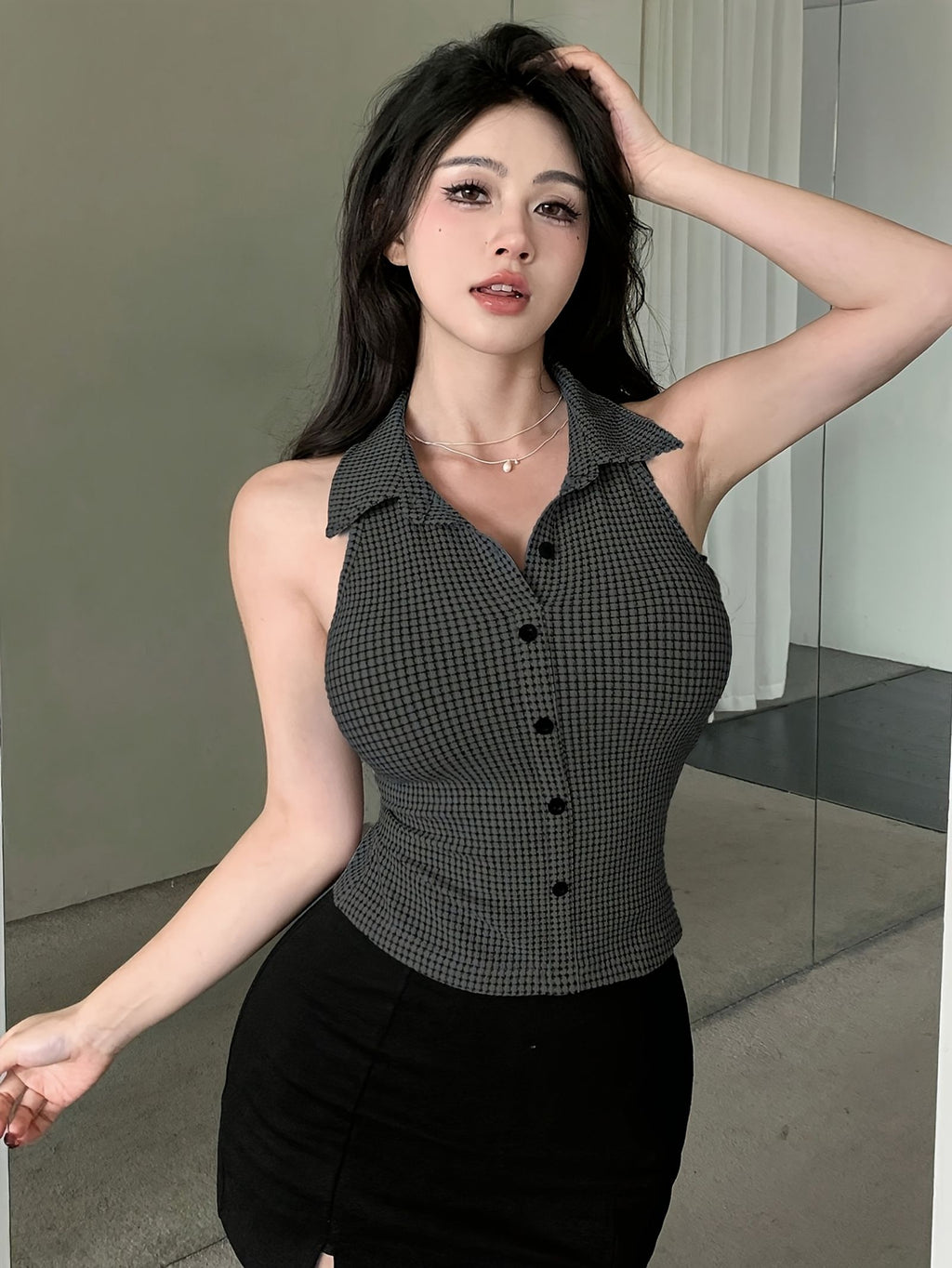 cat ear orientation womens casual t shirt summer solid color image 10