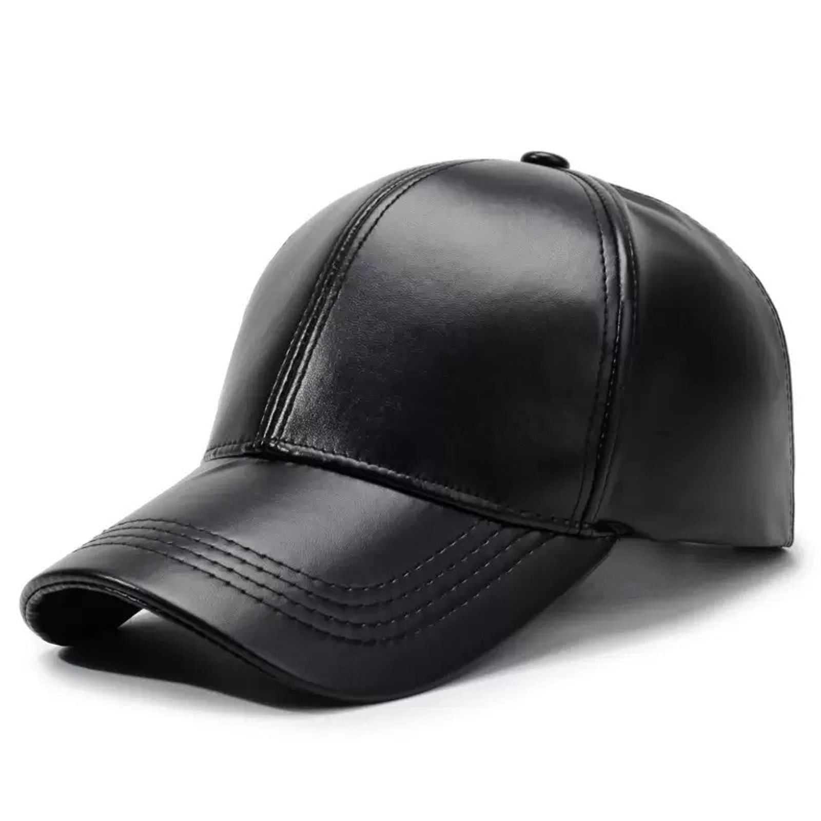 mens full pu leather baseball cap outdoor adjustable fashion