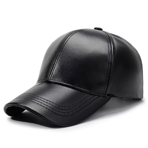 mens full pu leather baseball cap outdoor adjustable fashion