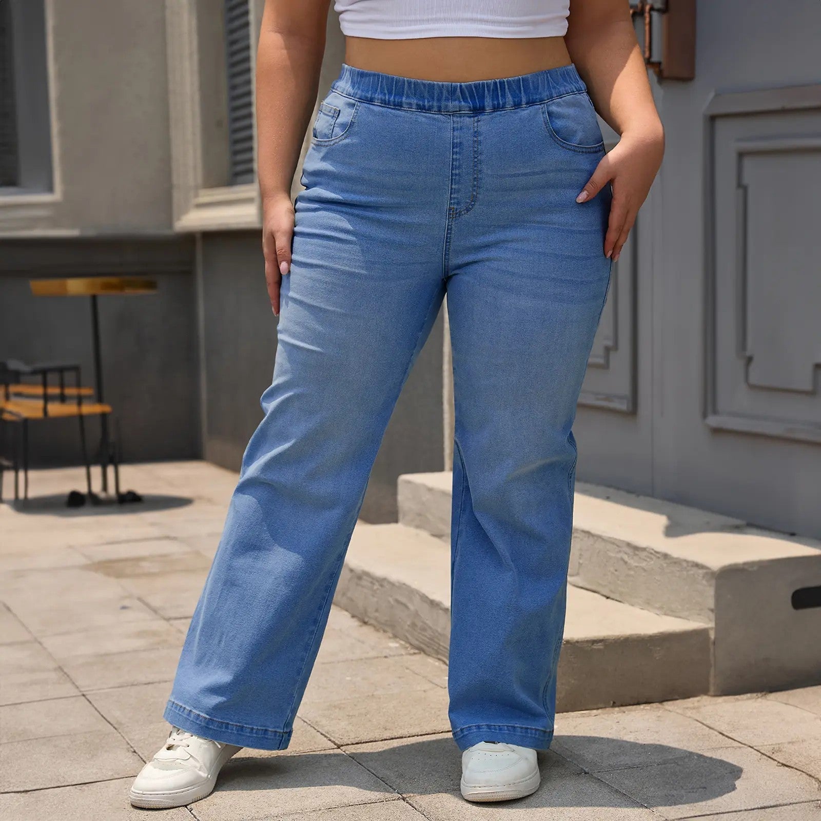 Women's High-Waist Straight Stretch Trousers image 2