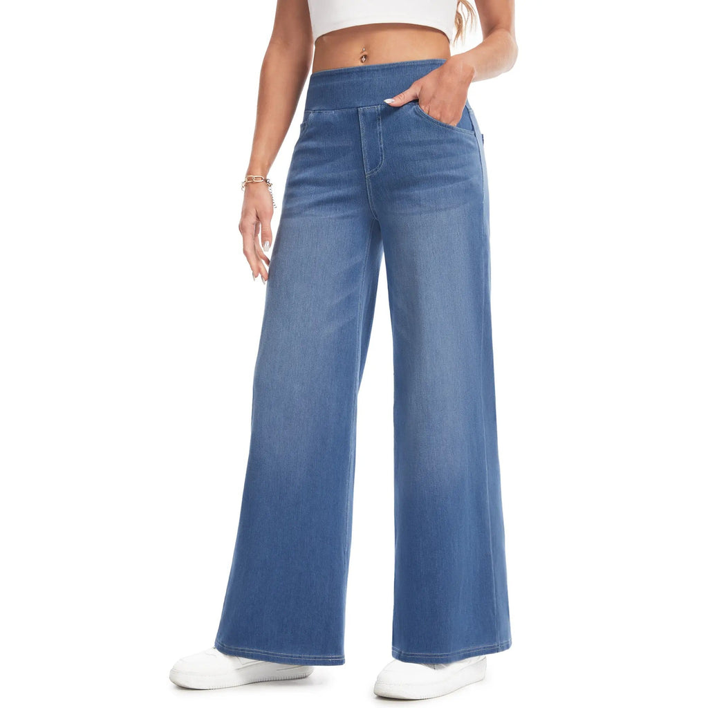 Women's Wide-Leg Stretch Woven Trousers image 1