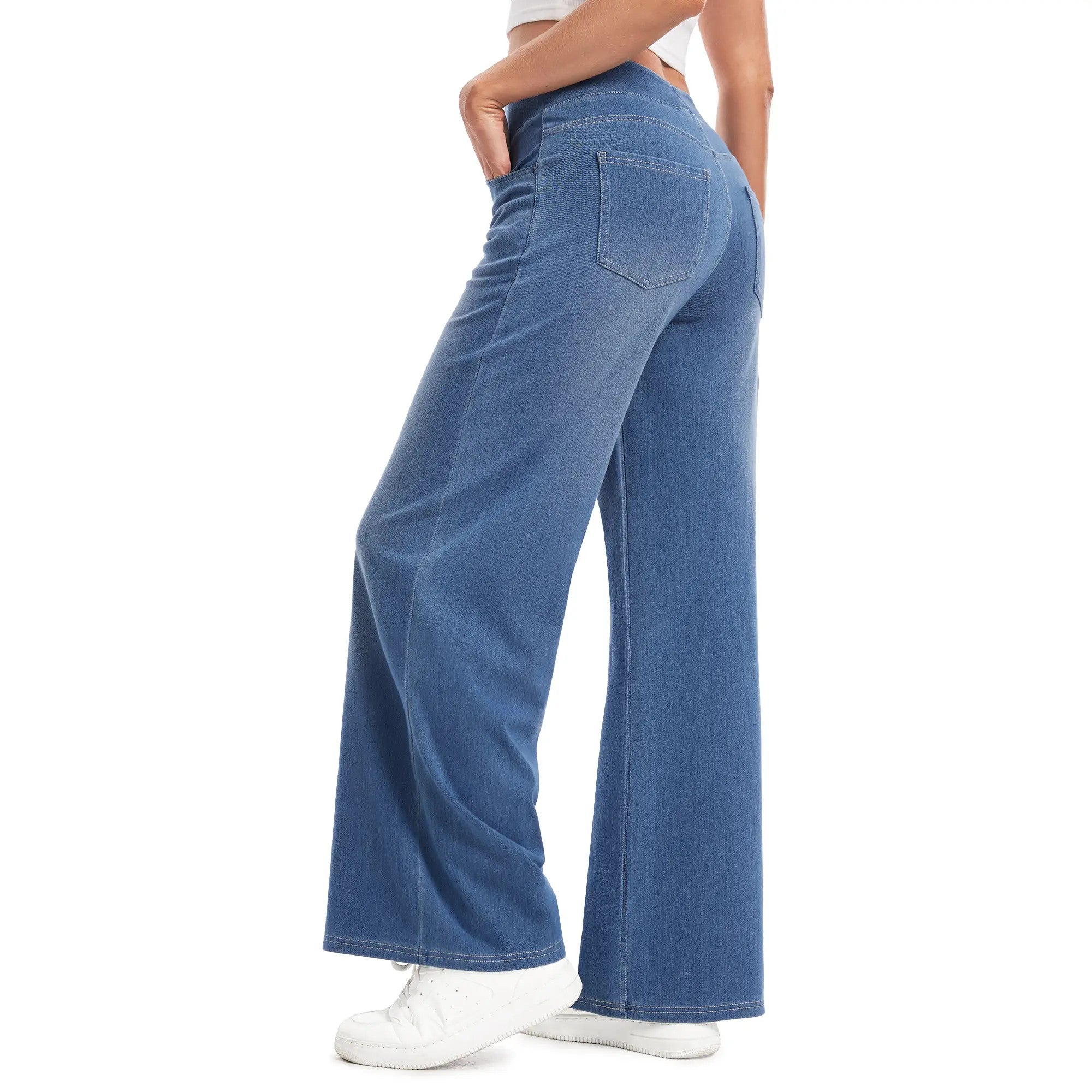 Women's Wide-Leg Stretch Woven Trousers image 2