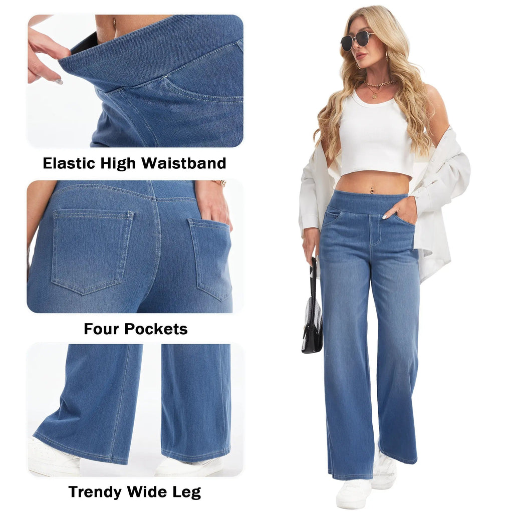 Women's Wide-Leg Stretch Woven Trousers image 5