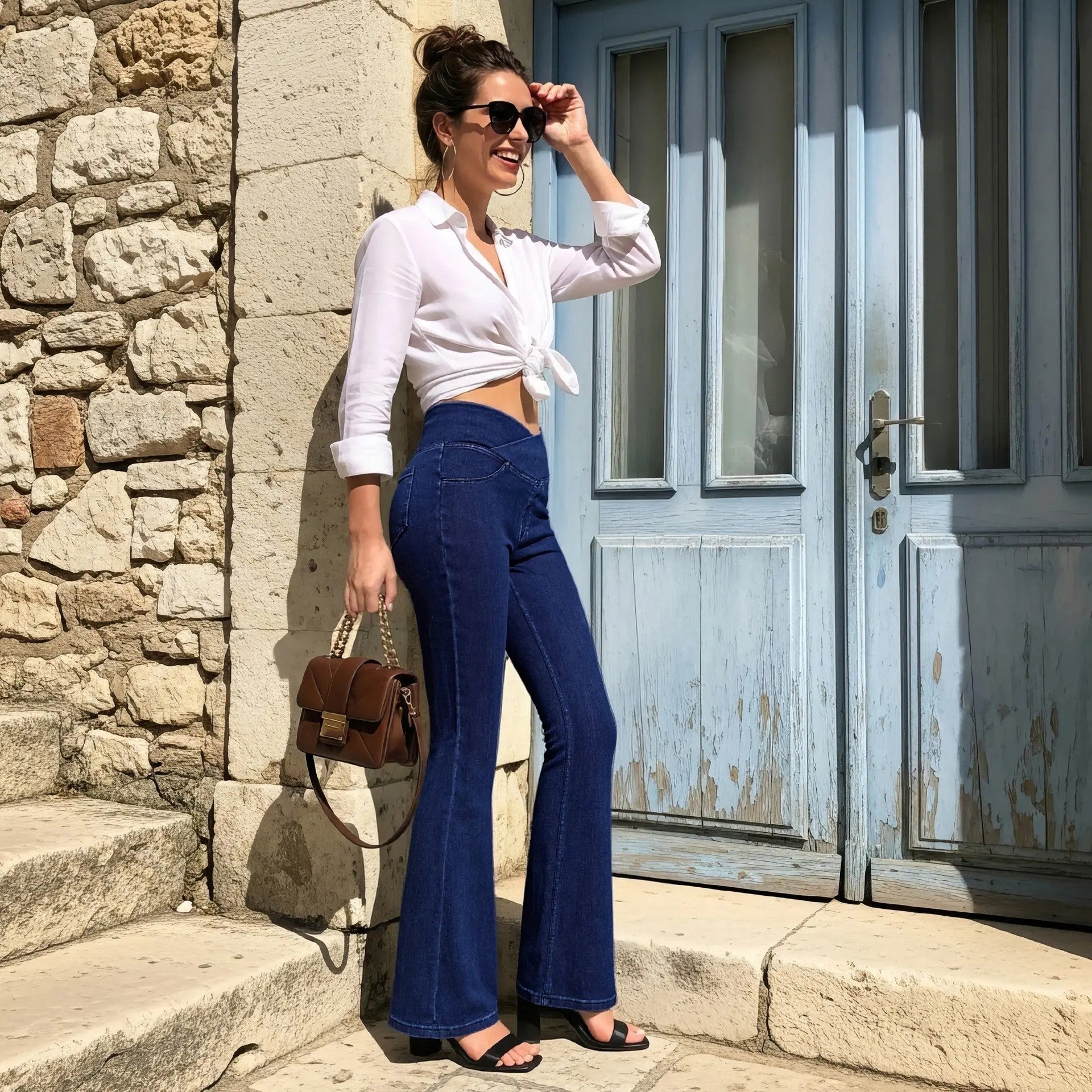 Women's Bootcut Stretch Cotton Trousers image 6