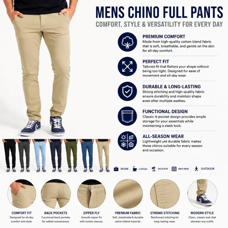 Men's Stretch Casual Chino Trousers image 4