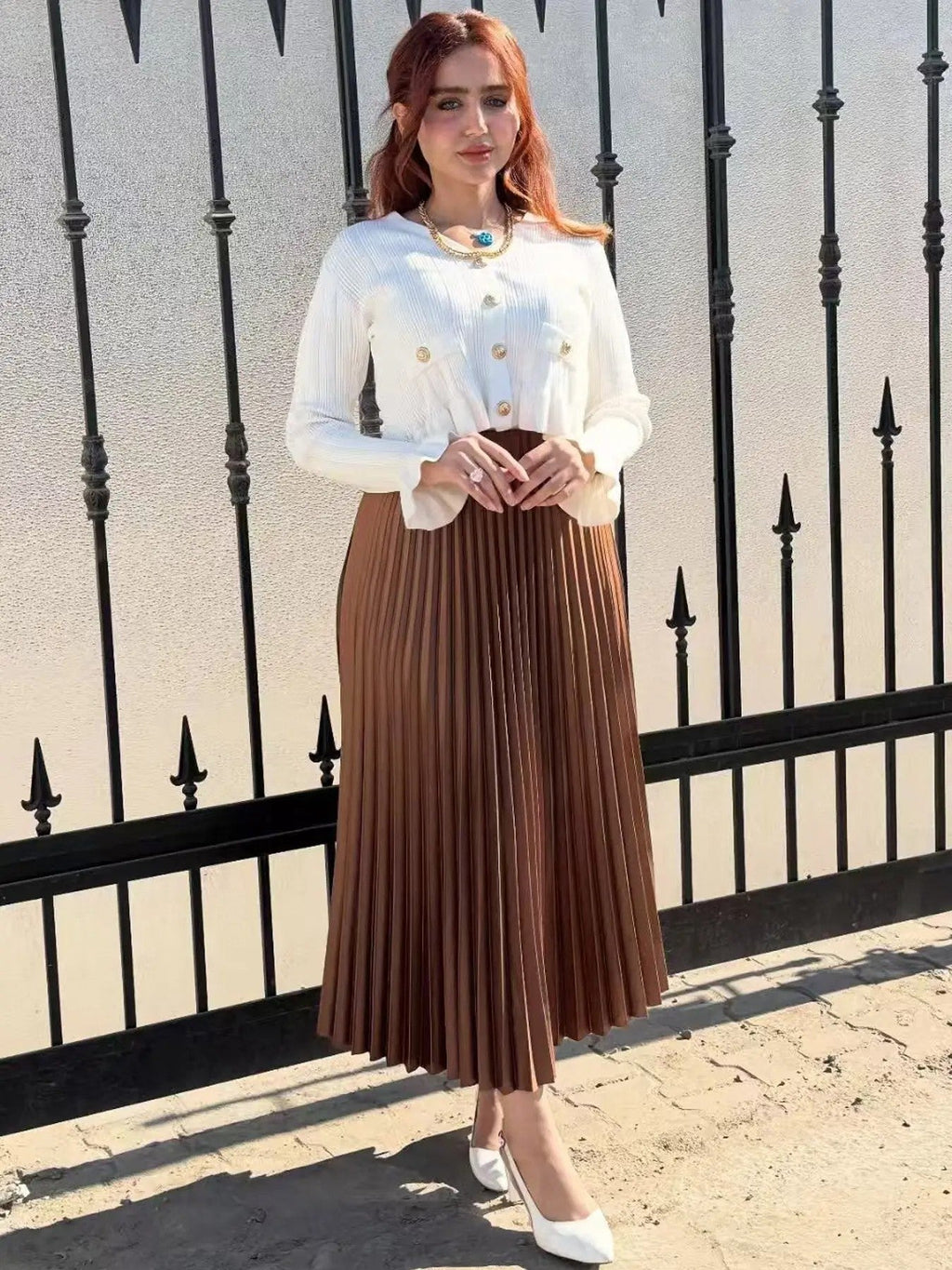 Women's Polyester Pleated Midi Skirt image 2