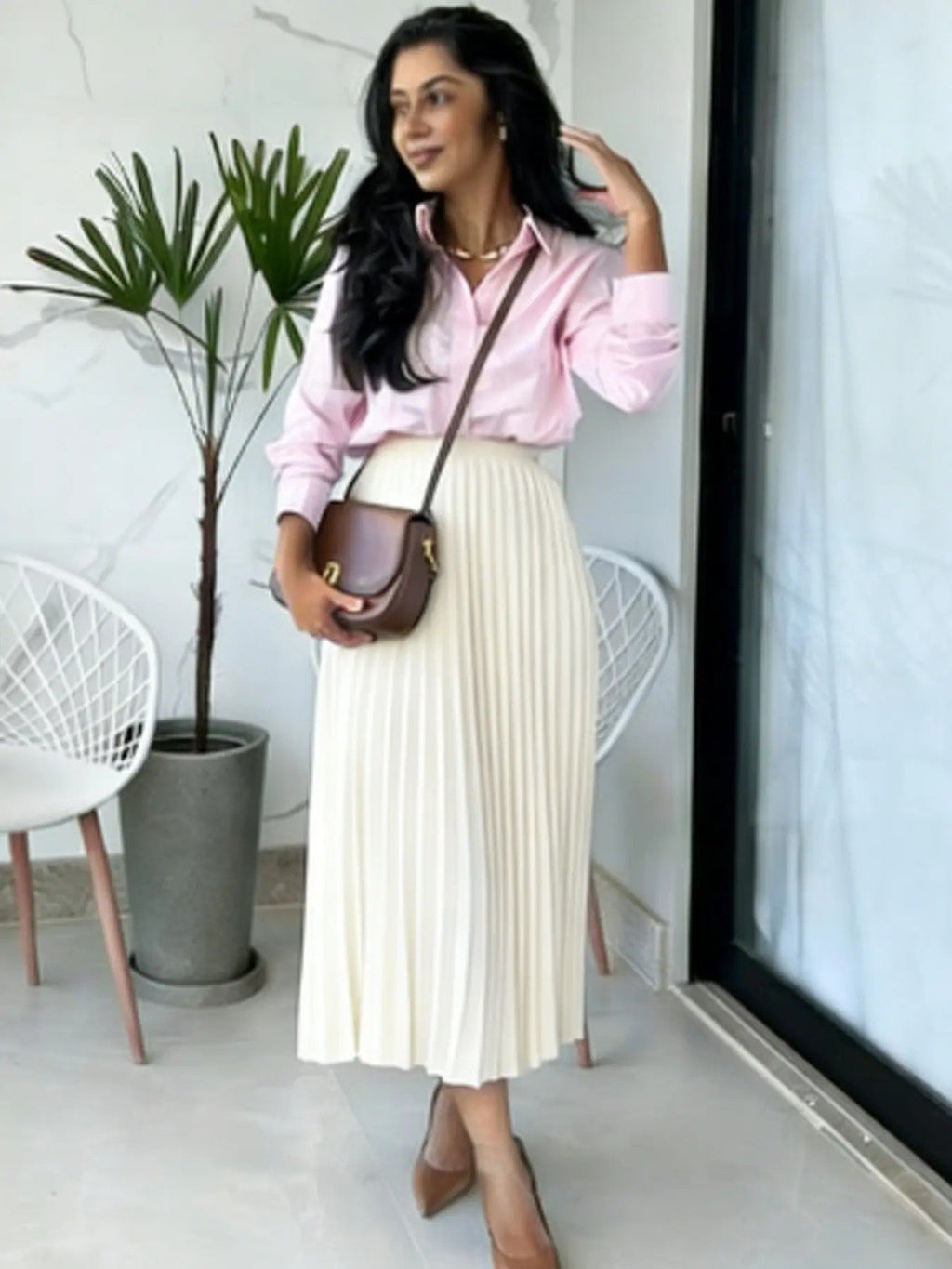 Women's Polyester Pleated Midi Skirt image 8