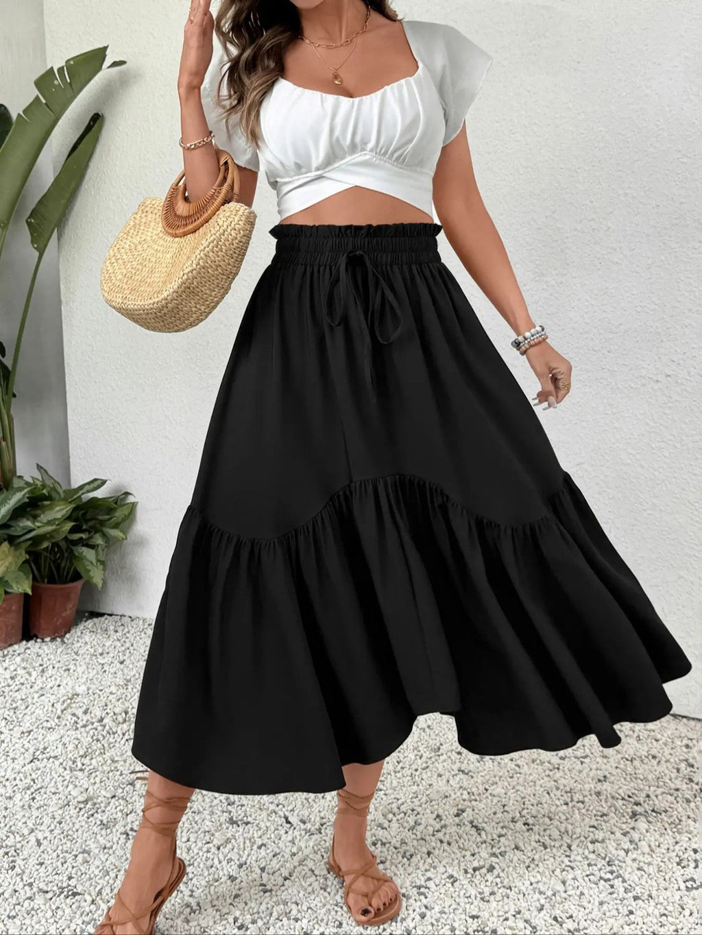 Women's Polyester Flared Midi Skirt image 6