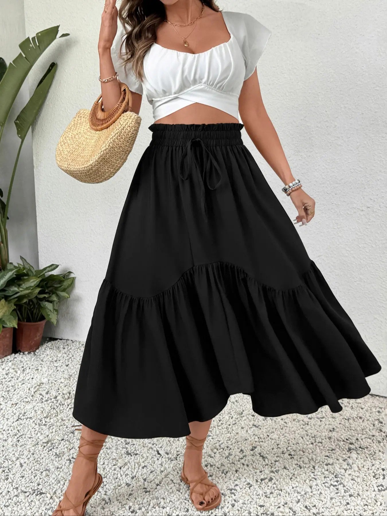 Women's Polyester Flared Midi Skirt image 6