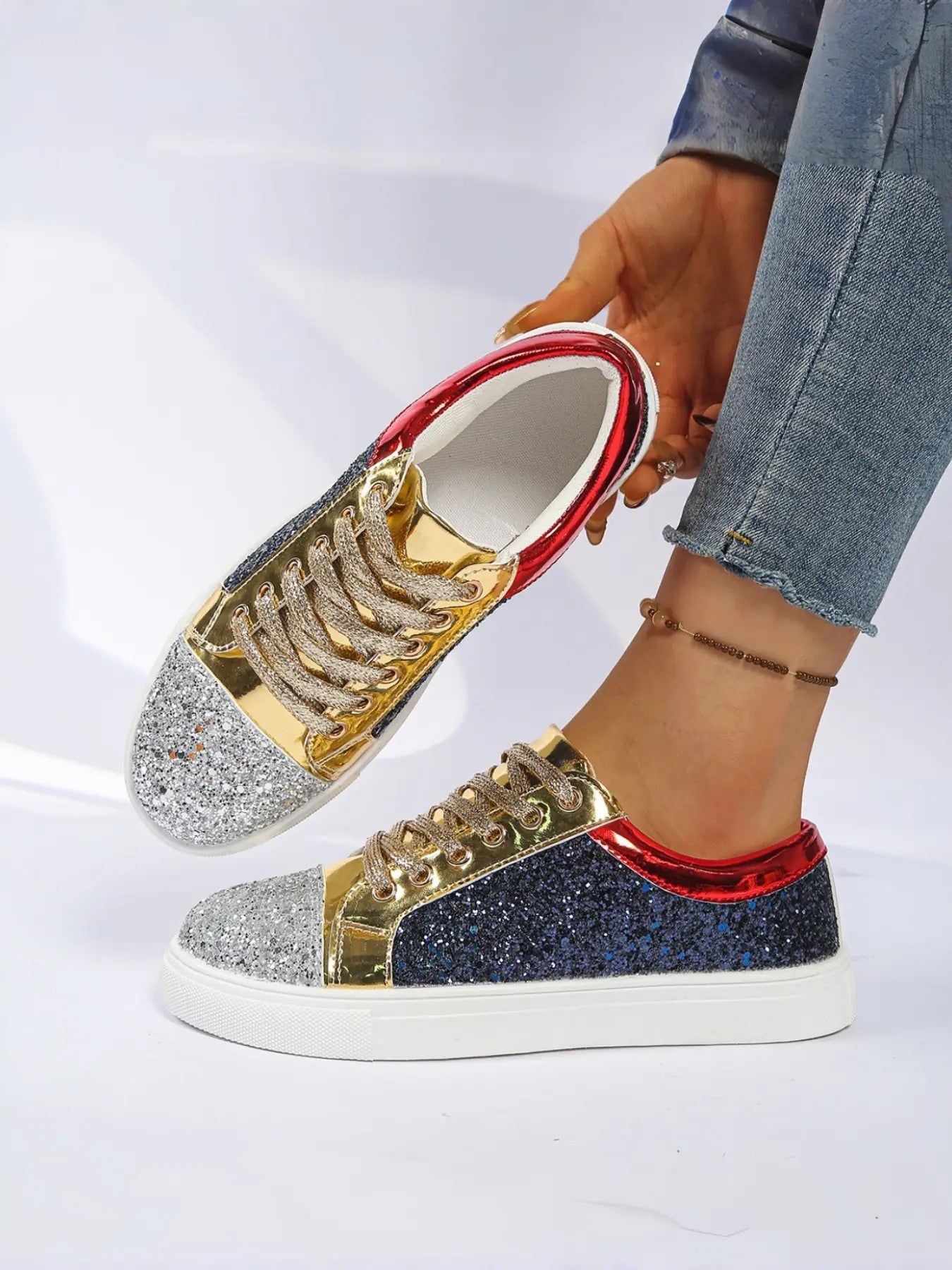 Women's PU Low-Top Casual Sneakers image 3