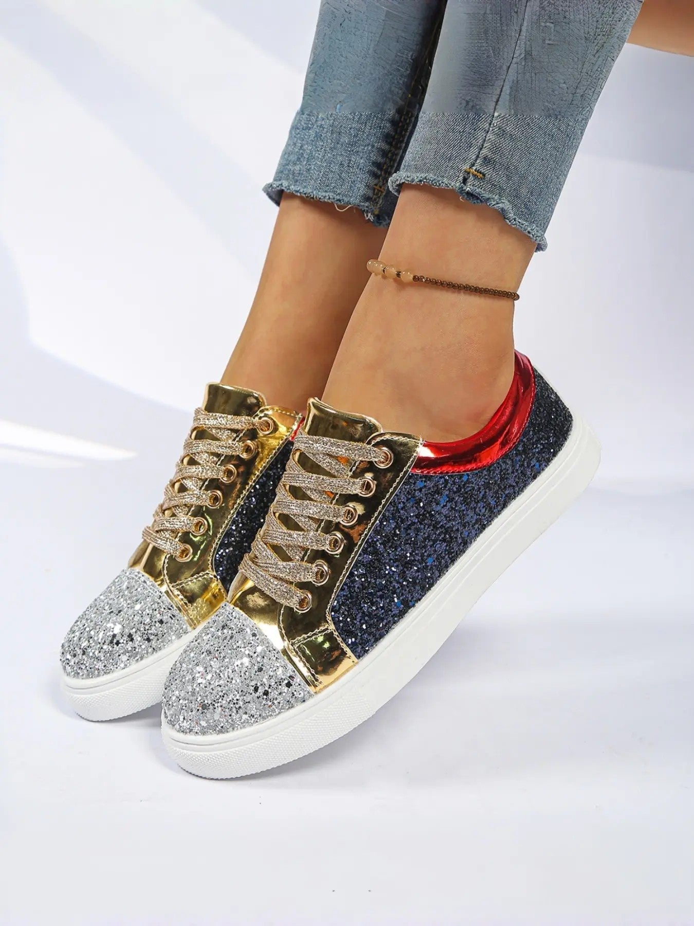 Women's PU Low-Top Casual Sneakers image 4