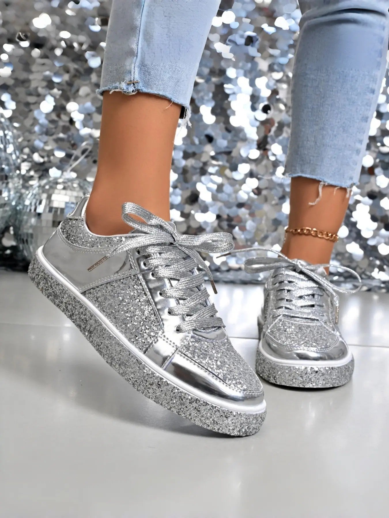 Women's PU Low-Top Casual Sneakers image 6