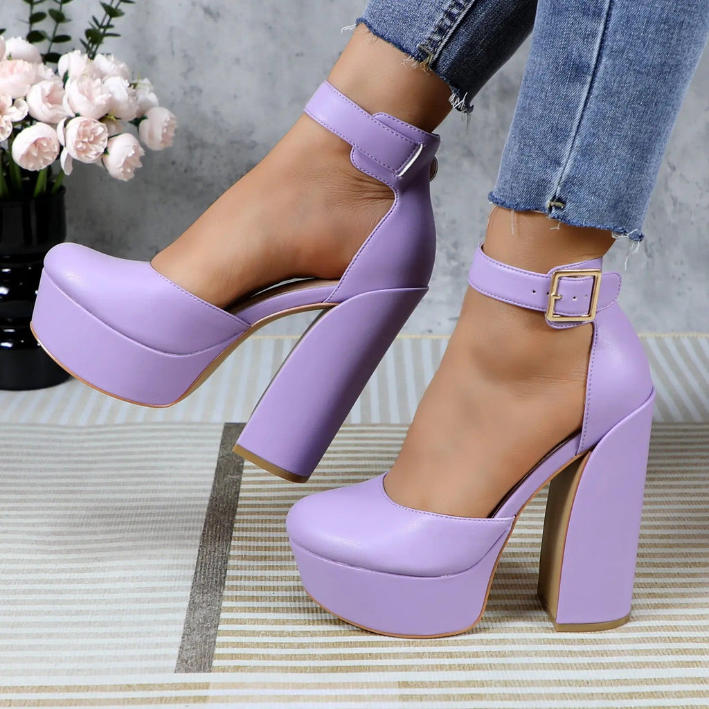 Women's PU Block-Heel Pumps image 1