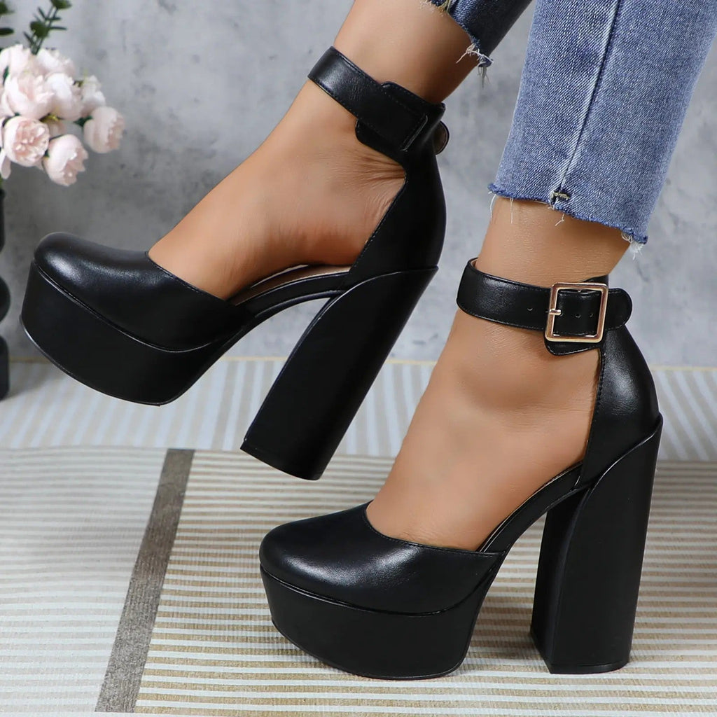 Women's PU Block-Heel Pumps image 3