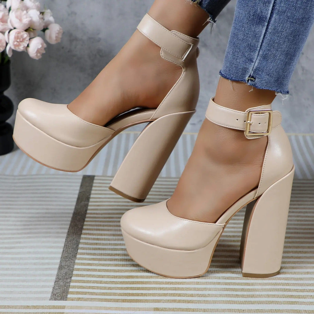 Women's PU Block-Heel Pumps image 4