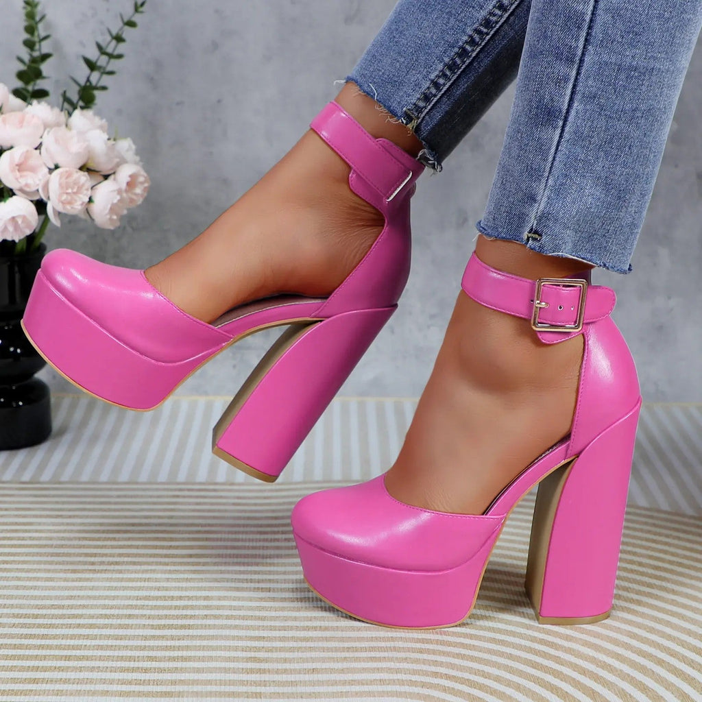Women's PU Block-Heel Pumps image 6