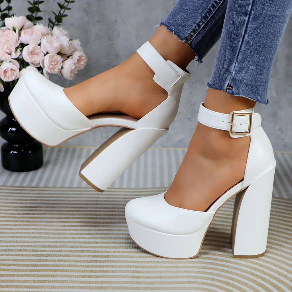 Women's PU Block-Heel Pumps image 9